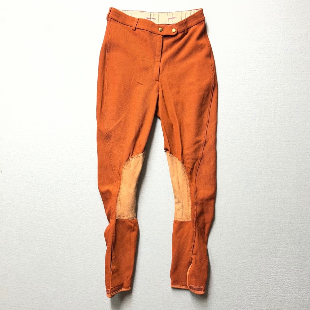 Vintage 80's Harry Hall Women Burnt Orange Ribbed Equestrian Riding Breeches 28